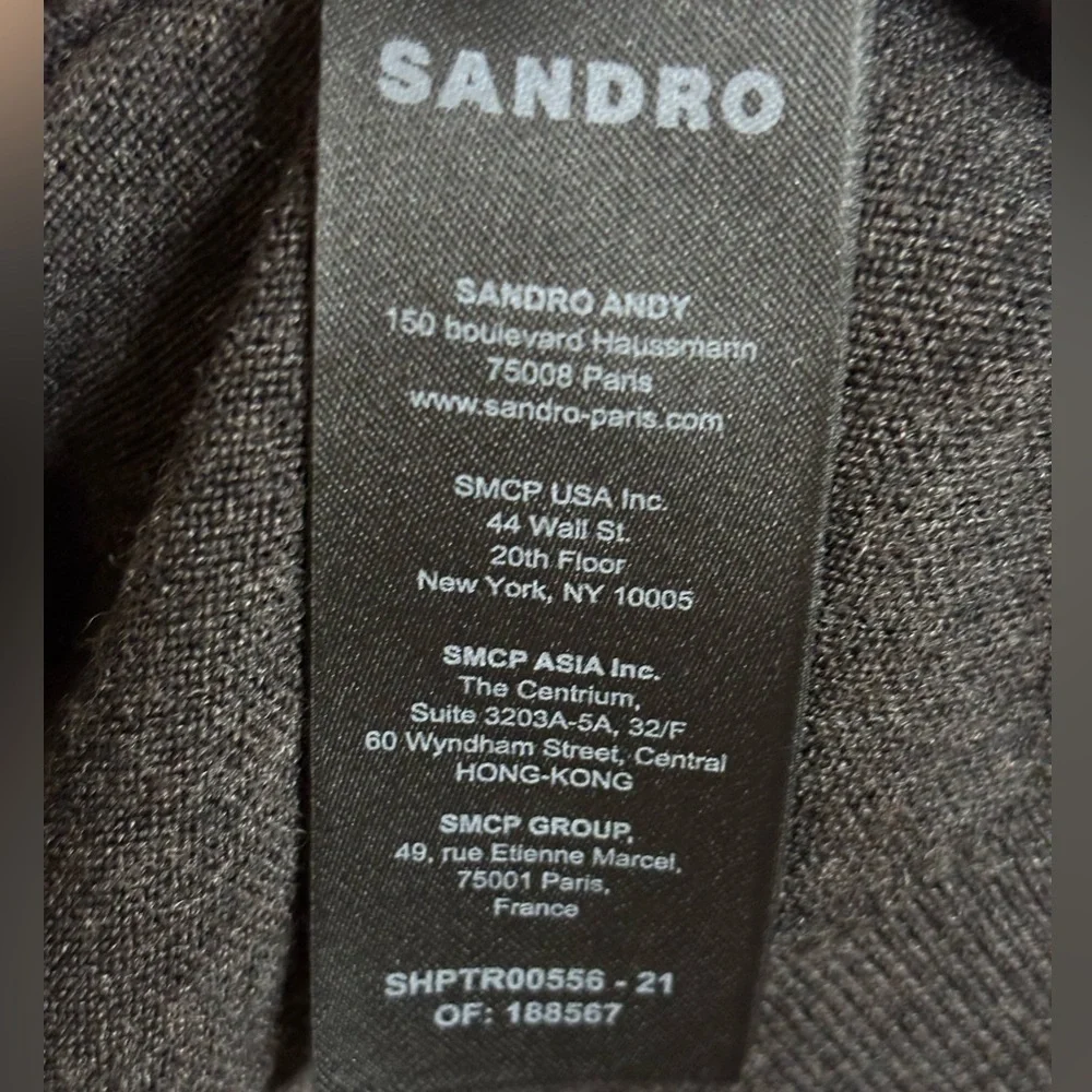 EUC SANDRO Men's Charcoal Grey Cardigan Wool Sweater size XXL